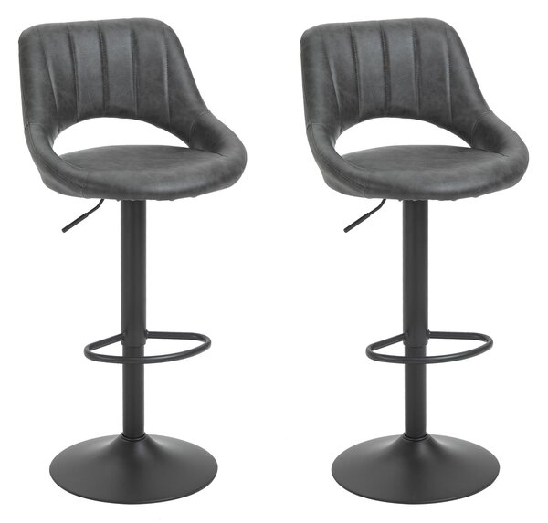 Set 2 Sgabelli Imbottite da Bar 44x49x90-110 cm in Similpelle Grigio