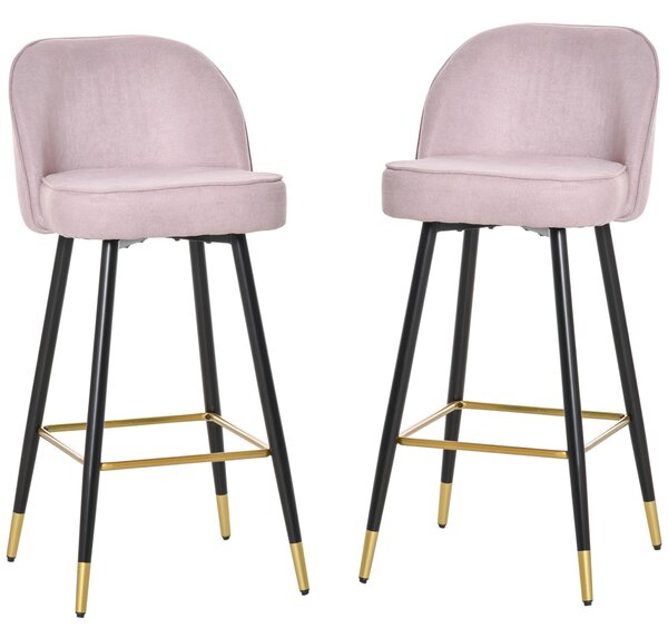 Set 2 Sgabelli da Bar 55x44,5x101 cm in Poliestere Rosa