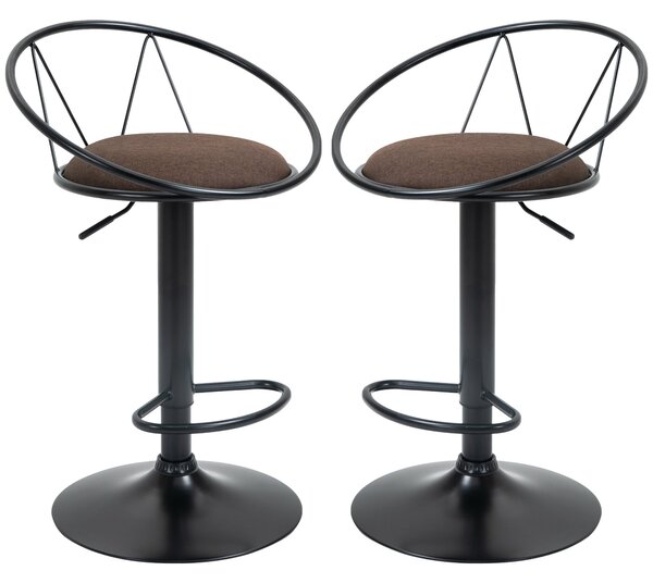 Set 2 Sgabelli da Bar 51x46x78/100 cm in Metallo Nero e Marrone