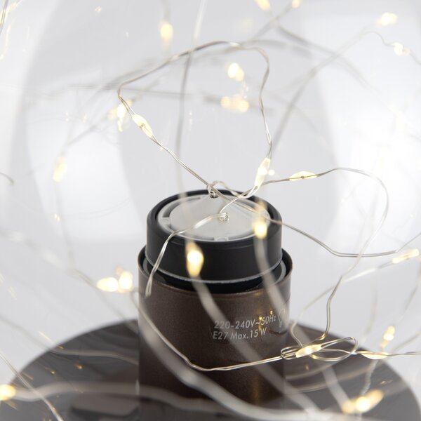 Lampada da tavolo Hotel Chic bronzo scuro con vetro trasparente incl. cavo E27 - Pallon Trend