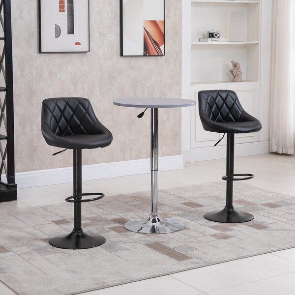 Set 2 Sgabelli da Bar 46,5x48x84,5-106,5 cm in Similpelle Nero