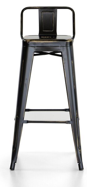 Sgabello Stile Industrial 31x31x95 cm Nero Anticato