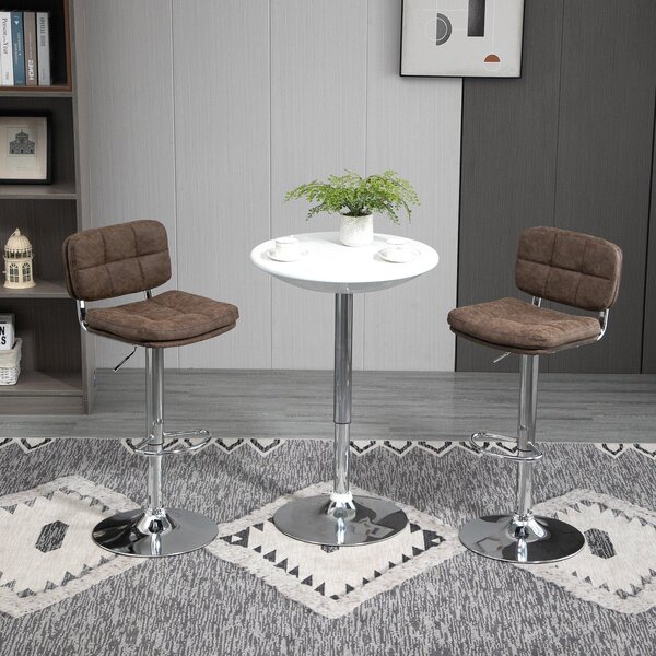 Set 2 Sgabelli da Bar 41,5x45x85-107 cm in Similpelle Marrone e Argento