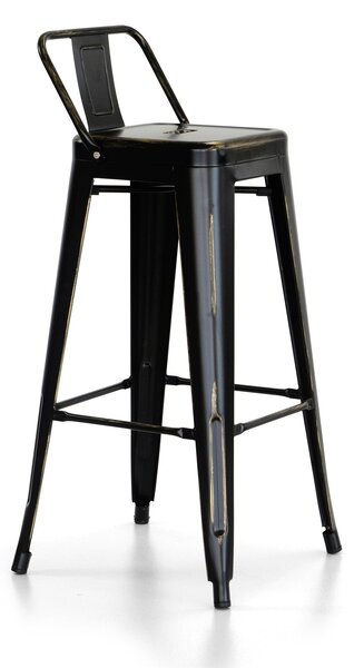 Sgabello Stile Industrial 31x31x95 cm Nero Anticato