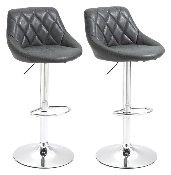 Set 2 Sgabelli da Bar 51,5x48x83-104 cm in Similpelle Nero