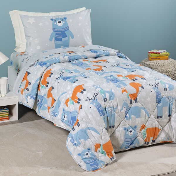 Trapunta In Cotone Teddy Singolo Caleffi Kids Ragazzo Ghiaccio Caleffi