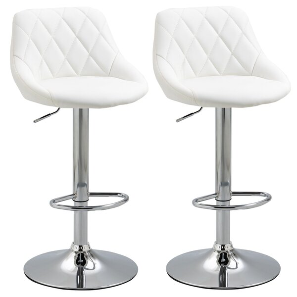 Set 2 Sgabelli da Bar 51,5x48x83-104 cm in Similpelle Bianchi
