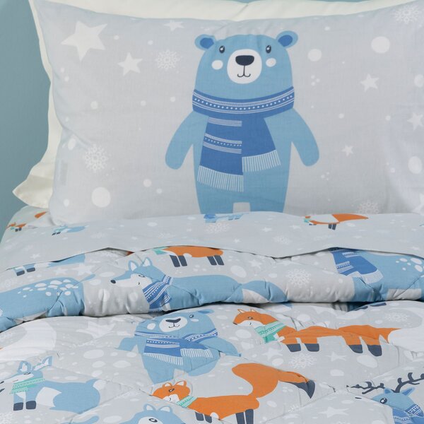 Trapunta In Cotone Teddy Singolo Caleffi Kids Ragazzo Ghiaccio Caleffi