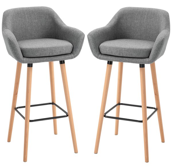 Set 2 Sgabelli da Bar 55x48x100 cm in Tessuto Grigio