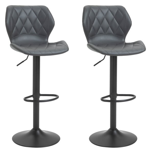 Set 2 Sgabelli Imbottite da Bar 44x50,5x90-110 cm in Similpelle Grigio