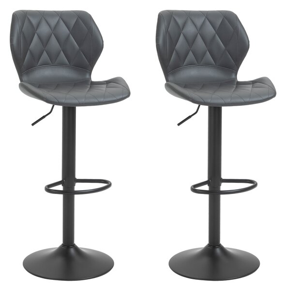 Set 2 Sgabelli Imbottite da Bar 44x50,5x90-110 cm in Similpelle Grigio