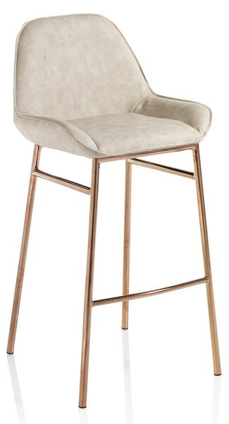 Set 2 Sgabelli 49,5x41x105 cm in Similpelle Beige