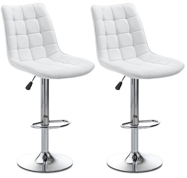 Set 2 Sgabelli 51x60x95/115 cm in Similpelle Bianco