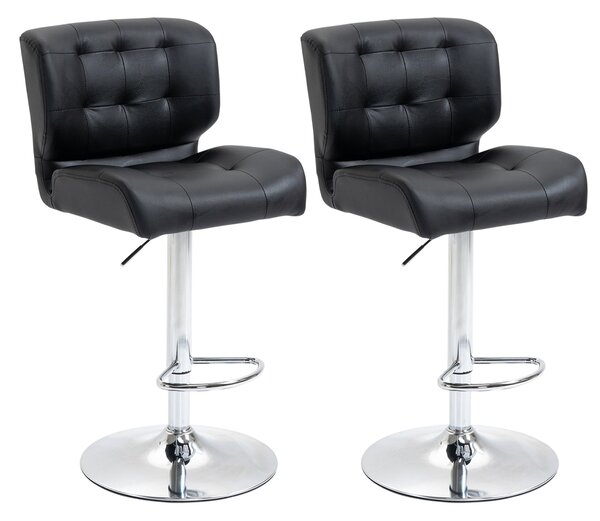 Set 2 Sgabelli Imbottiti 50x55,5x93-114 cm in Similpelle Nero
