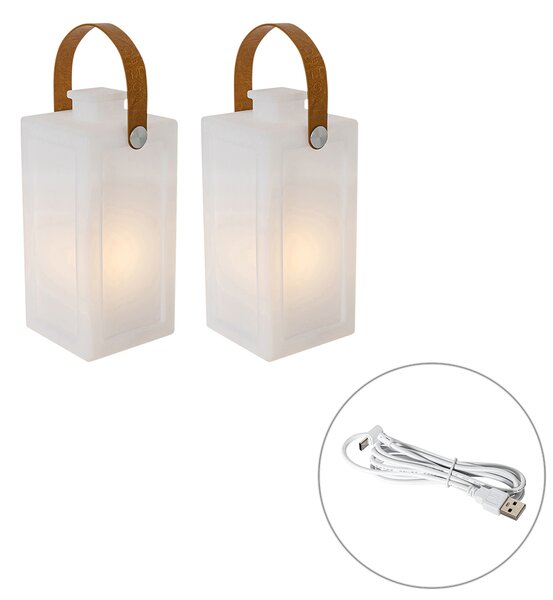 Set di 2 lampade da tavolo bianche effetto fiamma ricaricabili IP44 - Stard