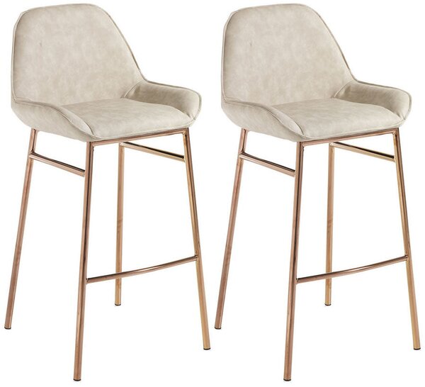 Set 2 Sgabelli 49,5x41x105 cm in Similpelle Beige