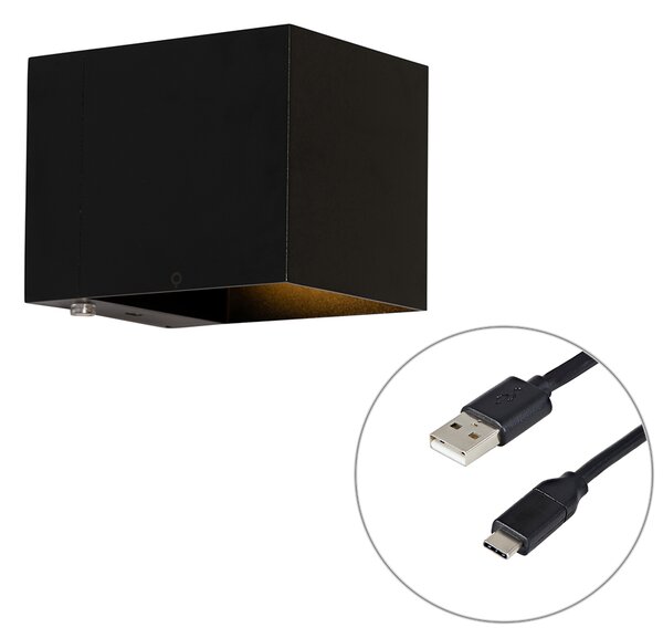 Lampada da parete nera con LED e dimmer touch ricaricabile - Joris