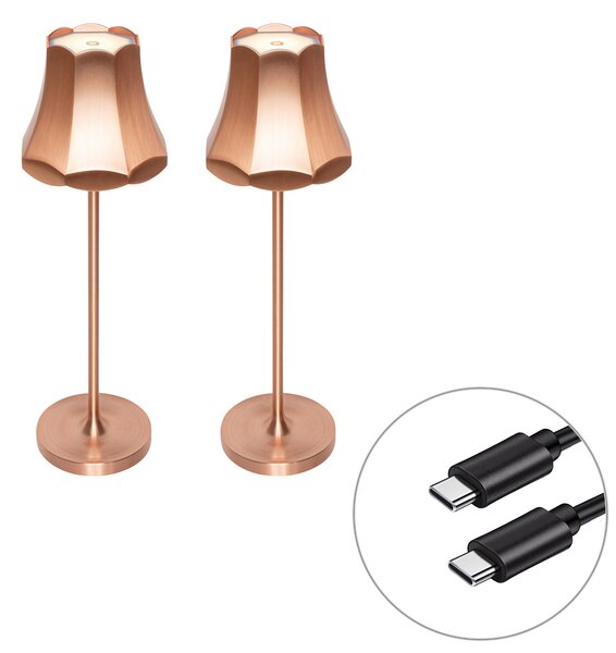 Set di 2 lampade da tavolo retrò rame ricaricabili IP44 - Granny