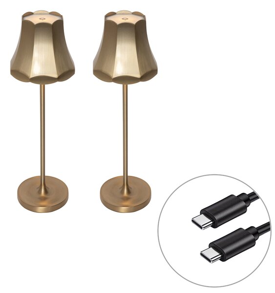 Set di 2 lampade da tavolo retrò oro rosa ricaricabili IP44 - Granny