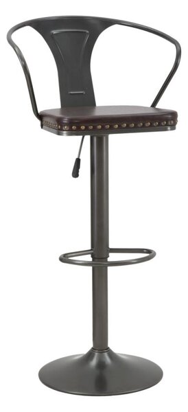 Sgabello Imbottito Detroit 51x48x86-108 cm in Ferro e Spugna e PU Marrone e Grigio