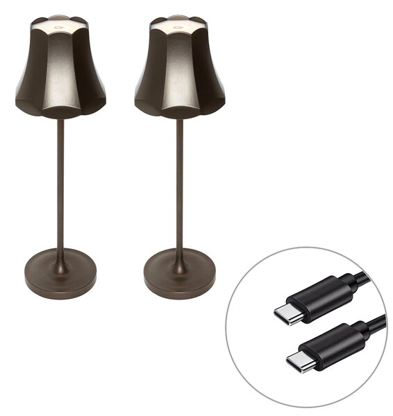 Set di 2 lampade da tavolo retrò bronzo scuro ricaricabili IP44 - Granny