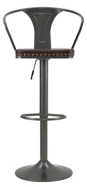 Sgabello Imbottito Detroit 51x48x86-108 cm in Ferro e Spugna e PU Marrone e Grigio
