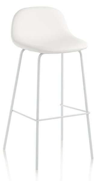 Set 2 Sgabelli 42x43x91,5 cm in Similpelle Bianco