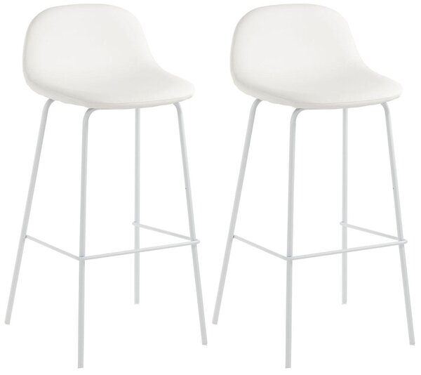 Set 2 Sgabelli 42x43x91,5 cm in Similpelle Bianco