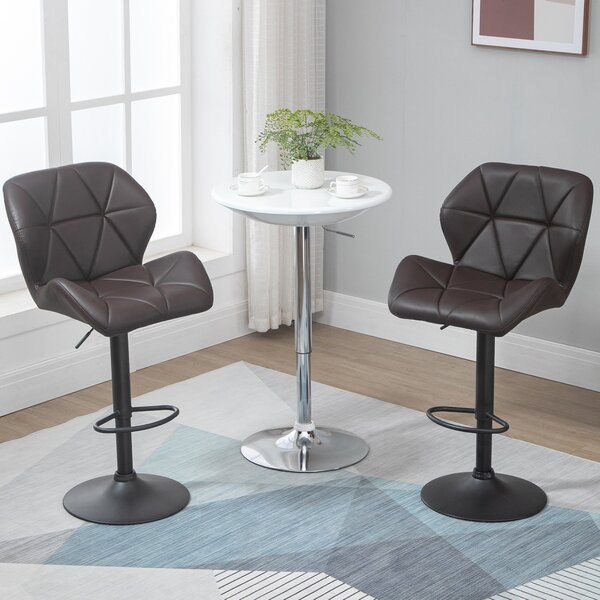 Set 2 Sgabelli da Bar 51,5x57,5x93-114,5 cm in Similpelle Marrone