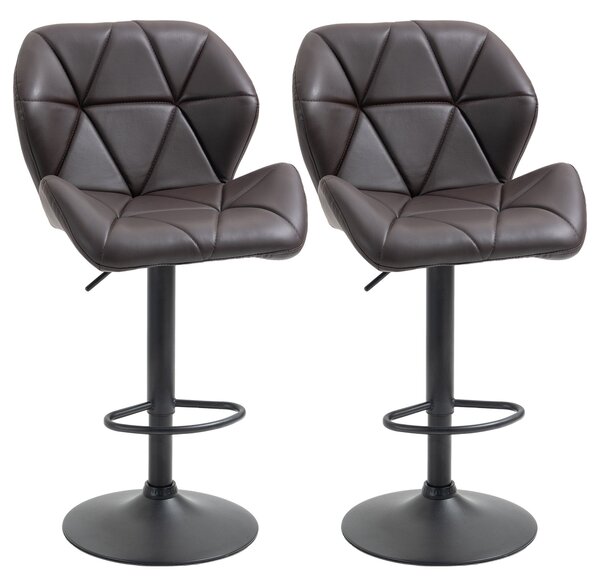 Set 2 Sgabelli da Bar 51,5x57,5x93-114,5 cm in Similpelle Marrone