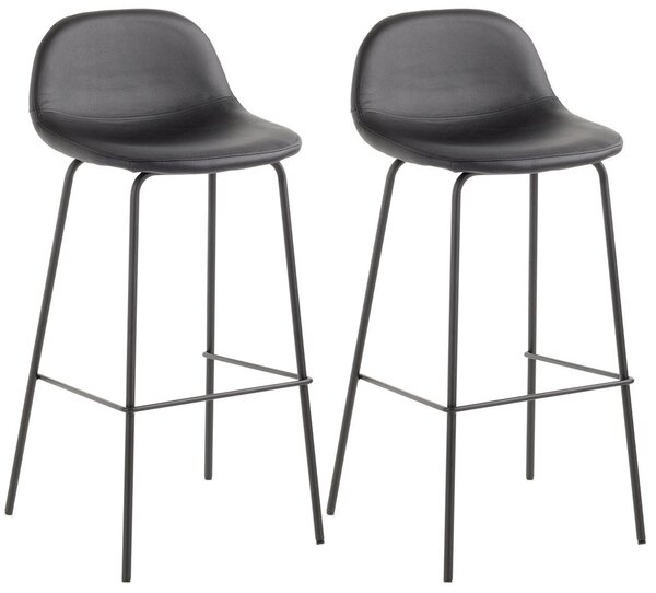 Set 2 Sgabelli 42x43x91,5 cm in Similpelle Nero