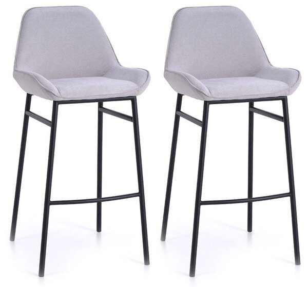Set 2 Sgabelli 49,5x41x105 cm in Similpelle Grigio Chiaro