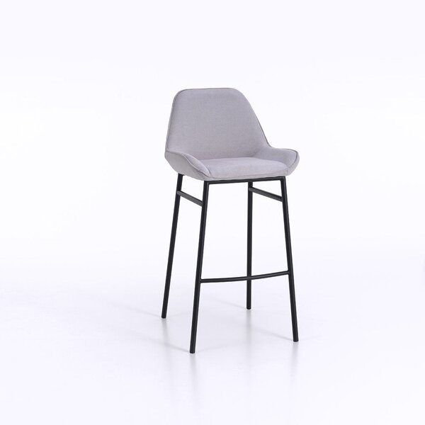 Set 2 Sgabelli 49,5x41x105 cm in Similpelle Grigio Chiaro