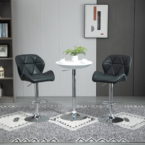 Set 2 Sgabelli da Bar 51,5x57,5x93-114,5 cm in Similpelle Nero