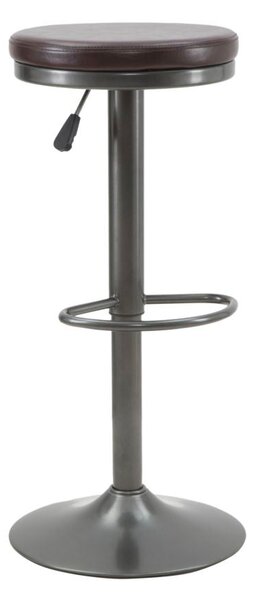Sgabello Imbottito Round Ø38x60-82 cm in Ferro e Spugna e PU Marrone e Grigio