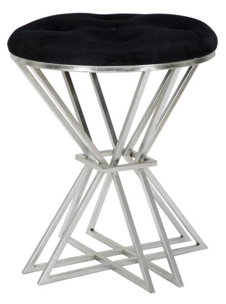 Sgabello Oslo Ø40x50 cm in Ferro e MDF e Spugna e Poliestere Argento e Nero