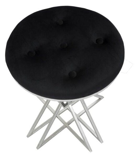 Sgabello Oslo Ø40x50 cm in Ferro e MDF e Spugna e Poliestere Argento e Nero