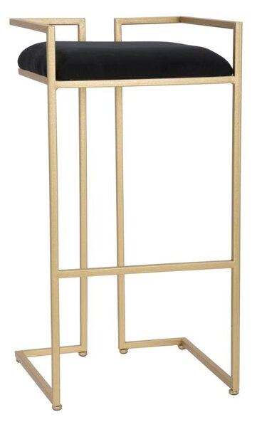 Sgabello Bar Obix 42x42x81 cm in Ferro e MDF e Spugna e Poliestere Oro e Nero