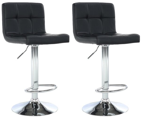 Set 2 Sgabelli 44x38x63/82 cm in Ecopelle con Base Cromata Nero