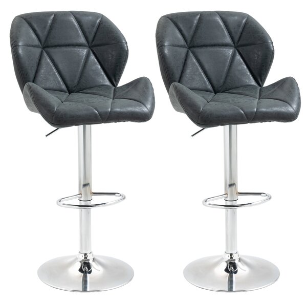 Set 2 Sgabelli da Bar 51,5x57,5x93-114,5 cm in Similpelle Nero