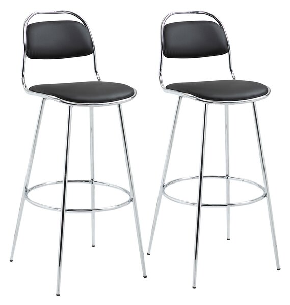 Set 2 Sgabelli Alti da Bar 42,5x48,5x104 cm in Metallo Nero