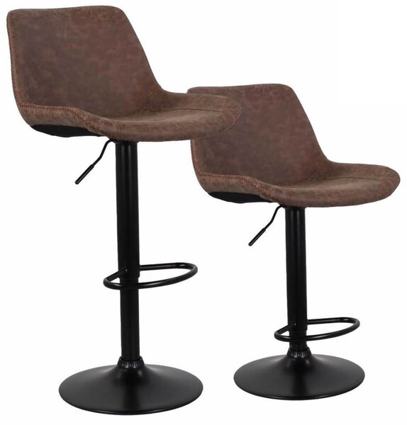 Set 2 Sgabelli 50x44x58/78 cm in Similpelle Base Nera Moka