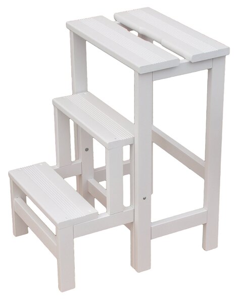 Sgabello Scaletta 60x40x46 cm in Legno Bianco