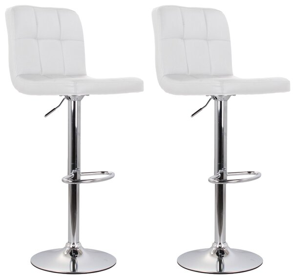 Set 2 Sgabelli 44x38x63/82 cm in Ecopelle con Base Cromata Bianco