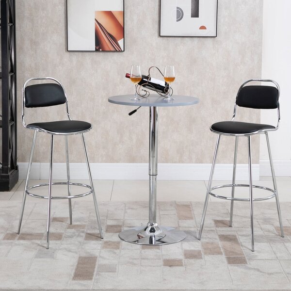 Set 2 Sgabelli Alti da Bar 42,5x48,5x104 cm in Metallo Nero