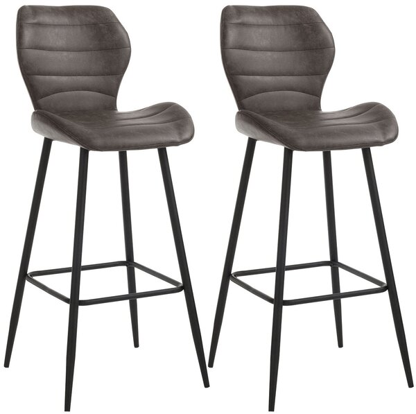 Set 2 Sgabelli 44,5x46x107,5 cm in Similpelle Marrone