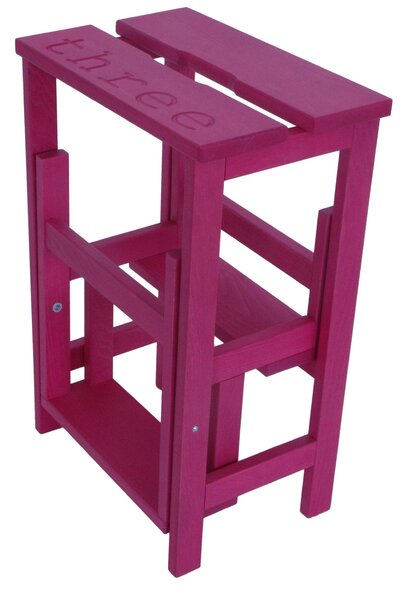Sgabello Scaletta 60x40x46 cm in Legno Fucsia
