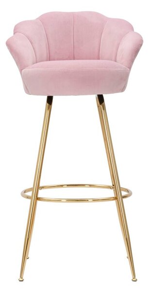 Sgabello Bar Vienna Rosa 55x53x110 cm Spugna e Tessuto e Metallo Rosa e Oro