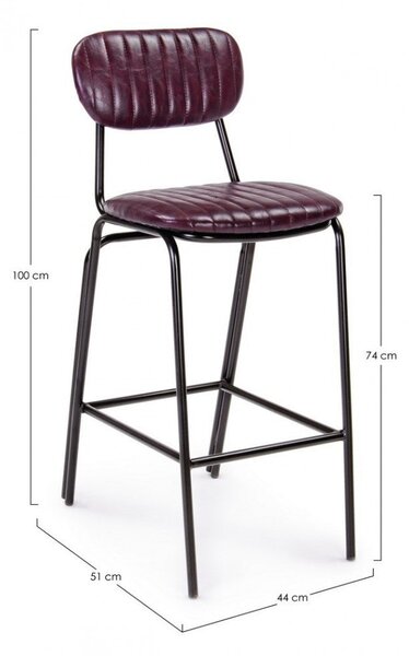 Sgabello Bar Debbie Bordeaux Vintage Imbottito in Similpelle