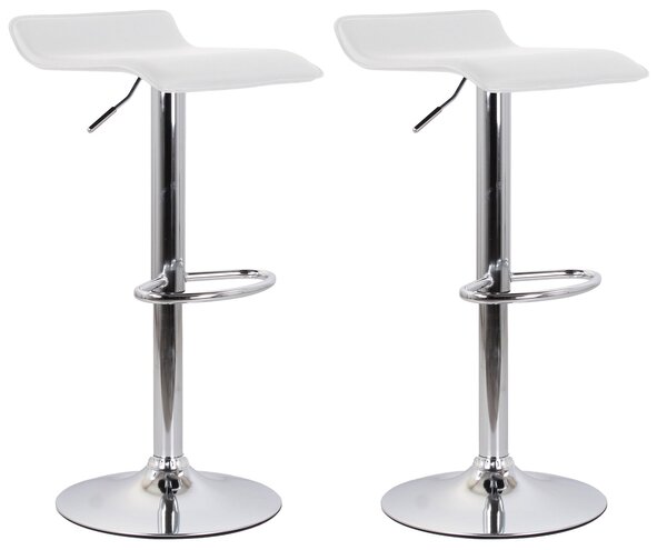 Set 2 Sgabelli 38x40x54/74 cm in Ecopelle con Base Cromata Bianco